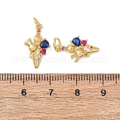 Brass Micro Pave Cubic Zirconia Pendants&nbsp;KK-C143-04G