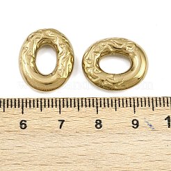 304ステンレススチールリンクリング  テクスチャ付き楕円形  イオンプレーティング（ip）  ゴールドカラー  18x15x4.5mm  内径：8x5mm&nbsp;STAS-B108-12G