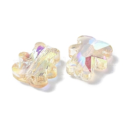 電気メッキガラスビーズ  半分メッキ  ABカラーメッキ  クマ  古いレース  9.5x8.5x4mm  穴：1.2mm&nbsp;EGLA-P059-01B-AB05