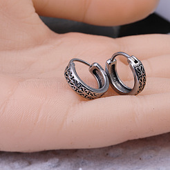 Vintage 304 Stainless Steel Hollow Carved Huggie Hoop Earrings&nbsp;FS-WG5B67A-01