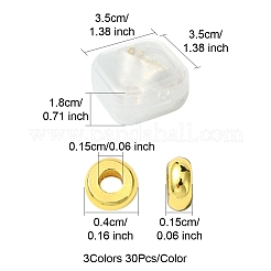 3色真鍮フラットラウンドスペーサービーズ  ミックスカラー  4x1.5mm  穴：1.5mm  30個/カラー&nbsp;KK-FS0001-36