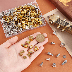 チベットスタイルのビーズキャップ200種類20個  鉛フリー＆カドミウムフリー  ミックスカラー  7~18x5~12mm  穴：1~6.5mm  10個/スタイル&nbsp;TIBE-PH0002-25