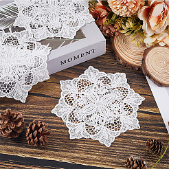Flower Polyester Embroidery Lace Coasters&nbsp;AJEW-WH20010-93A