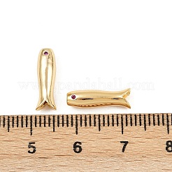 真鍮舗装キュービックジルコニアビーズ  魚  18KGP本金メッキ  14x5x4mm  穴：1.8mm&nbsp;KK-H078-14G
