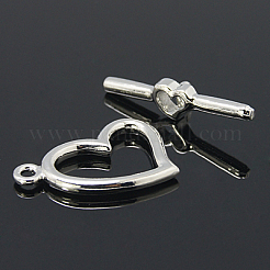 真鍮製マンテル  プラチナカラー  ハート：23x17x2mm  穴：2mm  バー：25x6mm  穴：2mm.&nbsp;KK-H648-N
