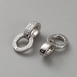 スターリングシルバーのパヴェキュービックジルコニアツイスタークラスプ925個  プラチナ  15x8x6mm  穴：5mm&nbsp;STER-WH0027-07A-P