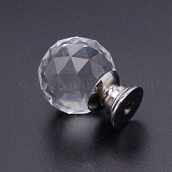水晶引き出しノブ  アルミ合金継手付き  家のために  戸棚  食器棚とドレッサー  プラチナ  35.5x27mm  穴：3mm&nbsp;LS-FIND-WH0072-94A