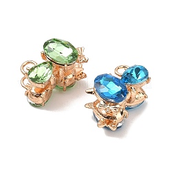 合金ラインストーンビーズ  猫の形  ライトゴールド  カラフル  26x18x18mm  穴：1.8mm&nbsp;RB-NH0003-01