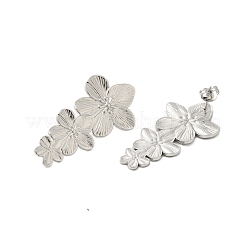 女性用304ステンレススチールフラワースタッドピアス  ステンレス鋼色  43.5x22.5mm&nbsp;LS-EJEW-U020-17P