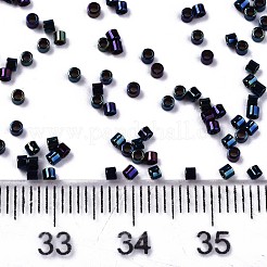 Fgb 11/0グレードaガラスシードビーズ  シリンダー  均一なシードビーズサイズ  虹メッキ  プルシアンブルー  1.5x1mm  穴：0.5mm  約20000個/袋&nbsp;SEED-S030-0604