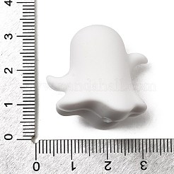 ハロウィンシリコンフォーカルビーズ  チーターのための咀嚼ビーズ  DIYの看護ネックレス用  ホワイト  ゴースト  27x30x18mm  穴：2mm&nbsp;LS-SIL-P011-01F