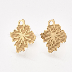 304ステンレススチールスタッドピアス金具  ピアスキャッチ/ピアスバックキャッチ付き  葉  ゴールドカラー  18x14.5mm  穴：1.8mm  ピン：0.7mm&nbsp;X-STAS-S079-63A