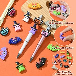 ハロウィーンテーマシリコンフォーカルビーズ15スタイル15個  ミックスカラー  21.5~30.5x20~36.5mm  1個/スタイル&nbsp;SIL-CJ0002-05