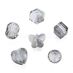 透明ガラスビーズ  混合図形  濃いグレー  7~10x7~10x5~9.5mm  穴：1~1.5mm&nbsp;EGLA-N002-49-A03