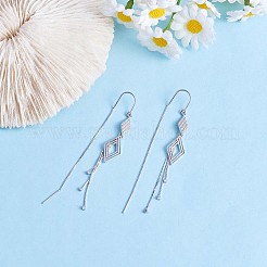 Anti-Tarnish Clear Cubic Zirconia Rhombus with Chain Tassel Dangle Earrings&nbsp;JE1041A