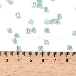 ガラスシードビーズ  透明な光沢のあるガラス  角穴  正方形  ミディアムターコイズ  4x4x4mm  穴：1.2mm  222個/ 20g&nbsp;X1-SEED-H002-F-1141