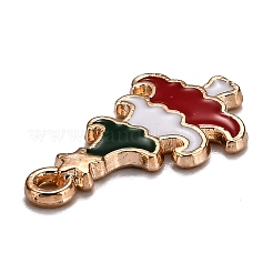 合金ペンダント  カドミウムフリー＆鉛フリー  エナメル  クリスマスツリー  ライトゴールド  カラフル  20x12x2mm  穴：2mm&nbsp;ENAM-S115-081