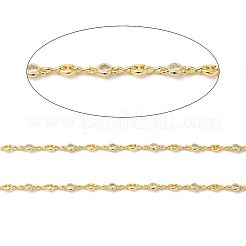 Rack Plating Brass Coffee Bean & Flat Round Link Chain&nbsp;CHC-H105-04G
