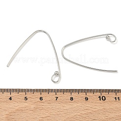 真鍮のピアスフック  長持ちメッキ  ラックめっき  フラットイヤーワイヤー  プラチナ  37.5x37x3mm  穴：4x5mm  ピン：1.5mm&nbsp;KK-G557-50P