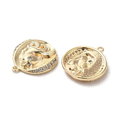 Brass Micro Pave Clear Cubic Zirconia Pendants&nbsp;KK-G481-05G