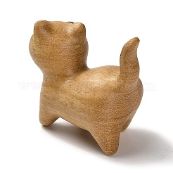 木製の猫の形の置物  プラスチックの目で  ホームデスクトップ装飾用  バリーウッド  40x24x44mm&nbsp;DJEW-D011-01B