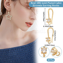 30Pcs Brass Micro Pave Clear Cubic Zirconia Earring Hooks&nbsp;KK-BBC0005-14