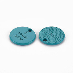 Spray Painted Alloy Charms for Valentine's Day&nbsp;PALLOY-Q433-027A-RS