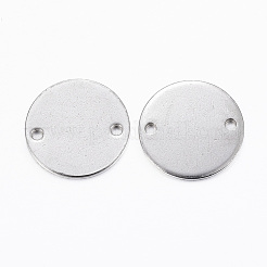 変色しにくい304ステンレススチールリンクコネクター  空白タグのスタンプ  フラットラウンド  ステンレス鋼色  16x1mm  穴：1.5mm&nbsp;X-STAS-H396-11P