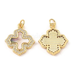 Brass Cubic Zirconia with Shell Pendants&nbsp;KK-K342-15G