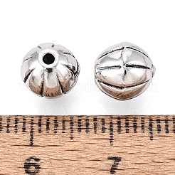 チベット風合金ビーズ  スイカ  アンティークシルバー  7.5mm  穴：1.2~1.4mm  約357個/500g&nbsp;PALLOY-N187-05AS