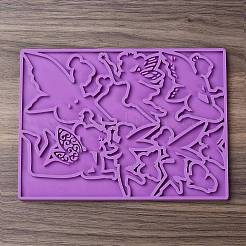 妖精と蝶のカボション DIY シルエット像 シリコン型  肖像彫刻樹脂鋳造鋳型  UVレジン用  エポキシ樹脂工芸品作り  パープル  112x152x5mm  内径：6.5~48.5mm&nbsp;LS-SIMO-R002-06