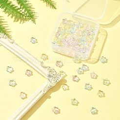 70色ベーキングペイント透明ガラスビーズ連売り7個  スター  ミックスカラー  8x8x4mm  穴：0.8mm  10個/カラー&nbsp;DGLA-FS0001-10