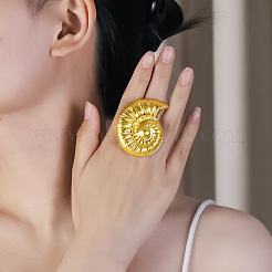 Iron Conch Shape Cuff Open Rings for Women&nbsp;WG2C93B-01