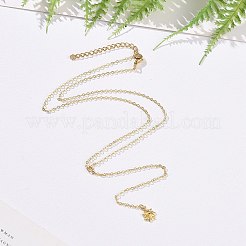 Brass Sun Pendant Lariat Necklace with Cable Chains for Women&nbsp;NJEW-JN04141