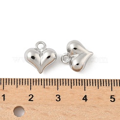 ハート真鍮チャーム  ラックめっき  長持ちメッキ  カドミウムフリー＆鉛フリー  プラチナ  12.5x12x6mm  穴：2mm&nbsp;KK-M327-02A-P