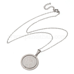 304 Stainless Steel Rotatable Saint Benedict Medal Pendant Necklaces for Women&nbsp;NJEW-G187-01P
