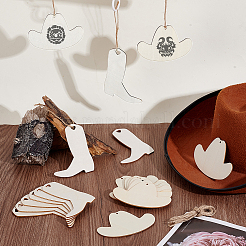 40Pcs 2 Styles Cowboy Theme Unfinished Wood Pendants&nbsp;WOOD-GA0002-02