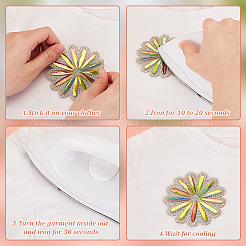 4Pcs 2 Styles Flower Hotfix Rhinestone (Hot Melt Adhesive On The Back)&nbsp;DIY-HY0001-89