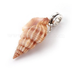 合金ヨーロッパダングルチャーム  大穴ビーズ  シェルと  アンティークシルバー  ミックスカラー  23~42mm  穴：4~5mm&nbsp;PALLOY-JF00361-M