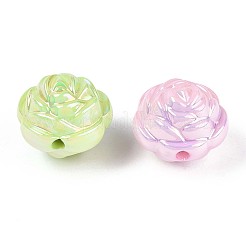 UVメッキ不透明アクリルビーズ  虹色の  ローズ  ミックスカラー  17.5x17.5x16mm  穴：1.8mm&nbsp;SACR-N019-01