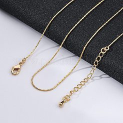 耐久性のあるメッキ真鍮ボストンリンクチェーンネックレス  カニカン付き  ニッケルフリー  18KGP本金メッキ  18.1インチ（46cm）  0.7mm&nbsp;X-NJEW-K112-08G-NF