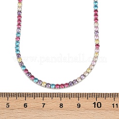 スターリングシルバーのパヴェカラーキュービックジルコニアテニスネックレス（女性用）925個  プラチナメッキ  2.5 mm幅  17.64~17.80インチ（44.8~45.2cm）&nbsp;NJEW-C096-01A-P01