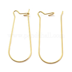 304ステンレススチールフープピアス金具  腎臓耳ワイヤー  14KGP本金メッキ  33x13.5mm&nbsp;EJEW-B023-07G