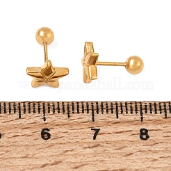 女性用304ステンレススチールスタッドピアス  ゴールドカラー  スター  8.5x8.5mm&nbsp;SA-CBA44F8-04G-02