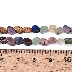 ミックス天然石ビーズ連売り  フラットオーバル  染めと未染色の混合  5~6.5x3~3.5x3~3.5mm  穴：0.6~1mm  約79~92個/連  14.57~15.75''（37~40センチメートル）&nbsp;G-T143-33