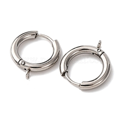 201 ステンレススチールフープピアス金具  316ステンレス鋼  カン付き  ステンレス鋼色  16.5x15x3mm  穴：1.8mm  ピン：1mm&nbsp;STAS-D379-06D-P