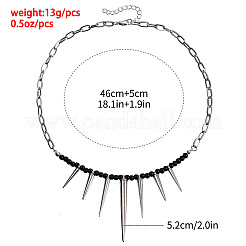 Punk Alloy Thorn Glass Beaded Choker Necklaces for Women&nbsp;WGE9FD8-01