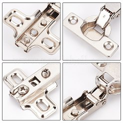 鉄製ヒンジ4個  ワードローブドアアクセサリー  ステンレス鋼色  85x50.7x18mm  穴：4mmと4.2x7.5mm&nbsp;FIND-GF0002-42