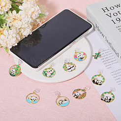 プラスチック携帯防塵プラグ  合金エナメルパンダペンダント付き  ミックスカラー  3.2~3.9cm&nbsp;PALLOY-GL00007
