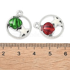 オーシャンアロイエナメルペンダント  ヒトデと貝殻の形をしたチャームが付いたリング  ミックスカラー  プラチナ  20.5x17x3.5mm  穴：1.6mm&nbsp;FIND-C087-09P